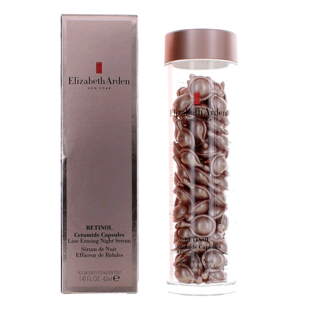 Bottle of Retinol by Elizabeth Arden, 90 Ceramide Capsules Line Erasing Night Serum for Women